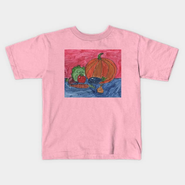 Healthy Vegetables Kids T-Shirt by Mila-Ola_Art